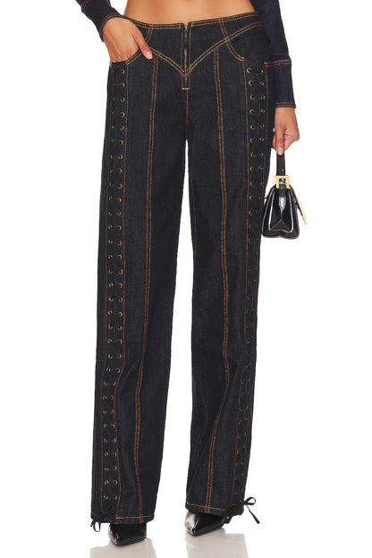 Lace Up Jeans
